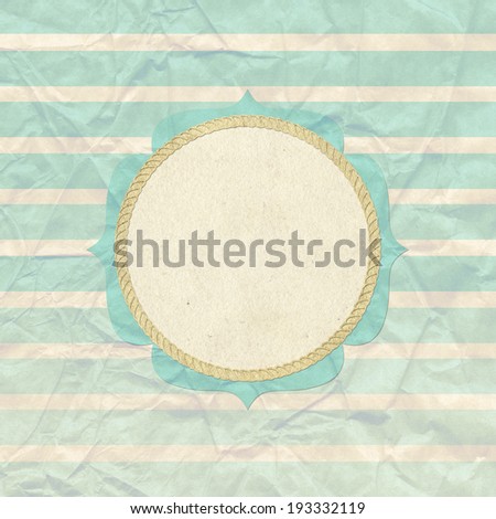 Vintage style turquoise striped background with rope frame