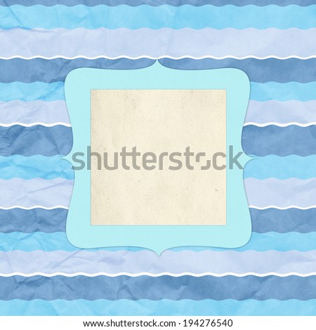 Vintage style blue background with wave pattern and frame