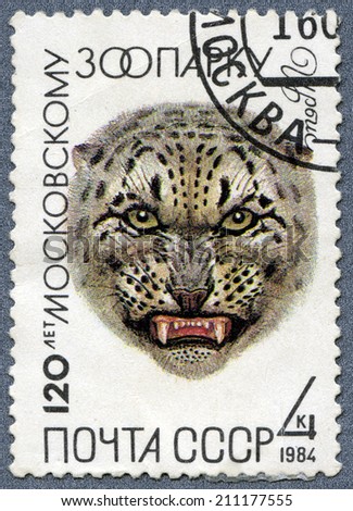 USSR - CIRCA 1984: A stamp printed in USSR - tiger, 120 years of Moscow Zoo, circa 1984