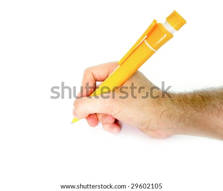 big pen in a hand