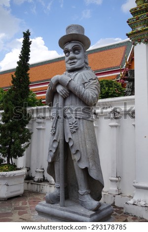 The centuries-old Chinese stone statue of a western man called \