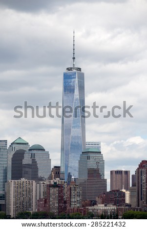 One World Trade Center on cloudy day