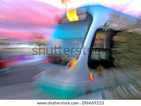 Colorful Train In a Blur Moving Fast