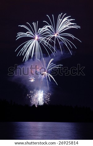 Celebration of light fireworks display over Stanley Park in Vancouver