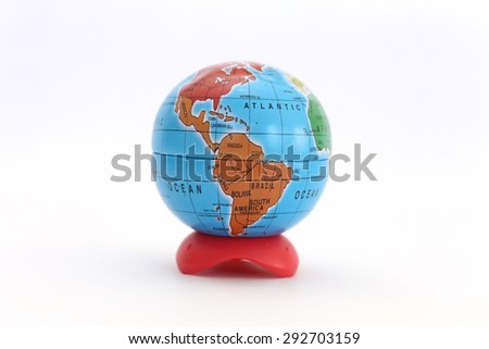 mini globe with map of many continent and countries