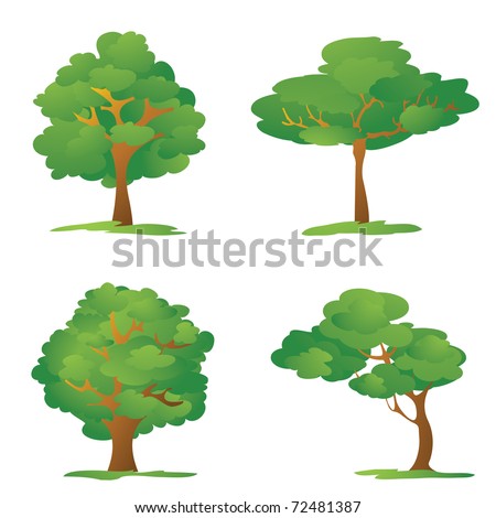 Set Of Cartoon Trees Stock Vector Illustration 72481387 : Shutterstock