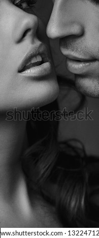 Close up portrait of a loving couple black and white