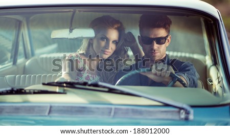 Sexy couple in the car