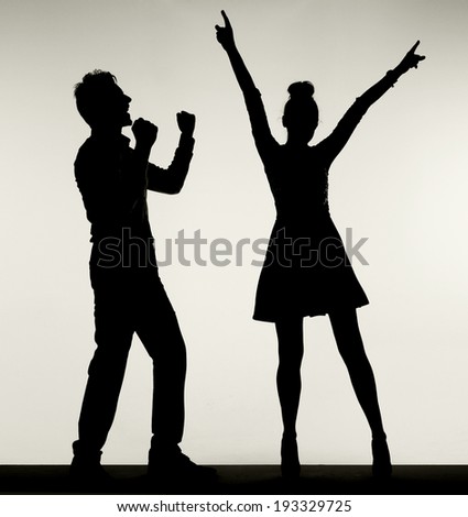 Young couple silhouettes
