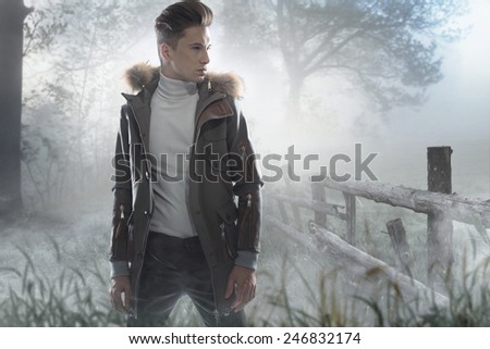 Fashionable man wearing winter jacket