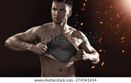 Athlete businessman showing his internal strenght