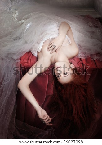 stock photo : Romantic style photo of a young ginger hair lady