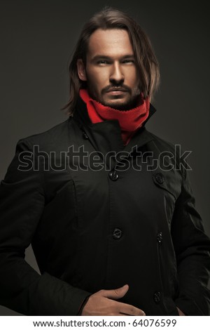 Handsome guy wearing autumn clothes - stock photo