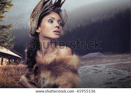 Portrait of a beautiful woman - stock photo