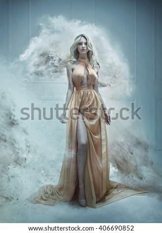 Fantasy fashion style image of a stunning blonde beauty