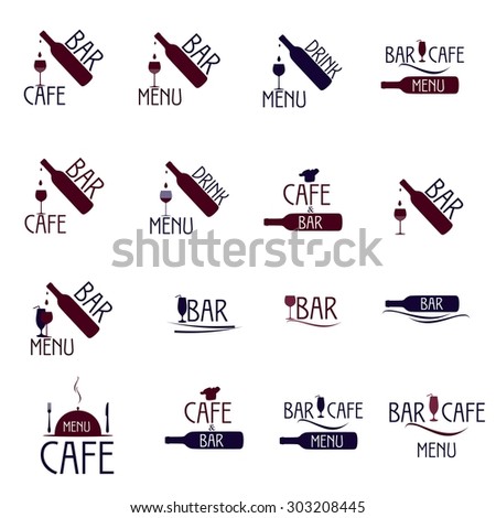 Label set for restaurant and cafe, bar. Label set menu, food, drink.