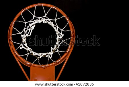 basketball net isolated with black background and space for text