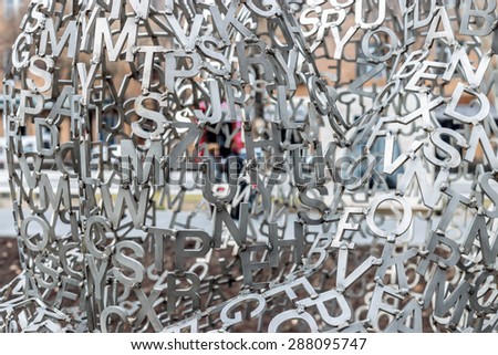 Kaskad, Yerevan, Armenia -  ?February 12 2015 - Sculpture of metal letters in Yerevan, Armenia.