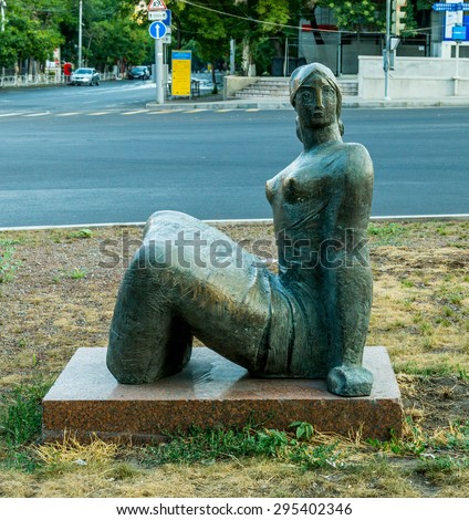 Woman sculpture, Yerevan, Armenia - July 11 2015