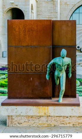 Sculpture of a walking man, Yerevan, Armenia - July 15 2015