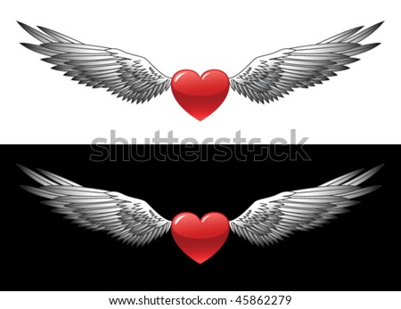 vector : heart with wings