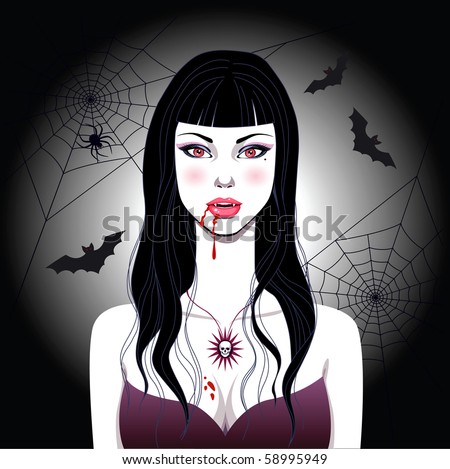 wallpaper vampire girl. stock vector : vampire girl
