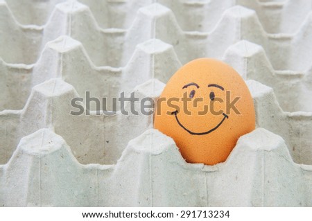 smiling face Eggs in brown paper box