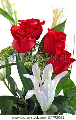 red tiger lily bouquet. stock photo : Bouquet red