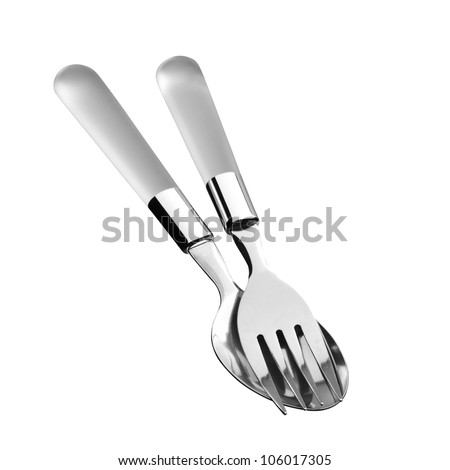 Spoon and Fork isolated on white. Clipping path included in the file.