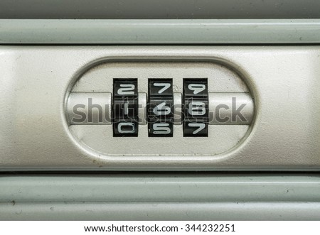 Closeup code number for lock the old suitcase background