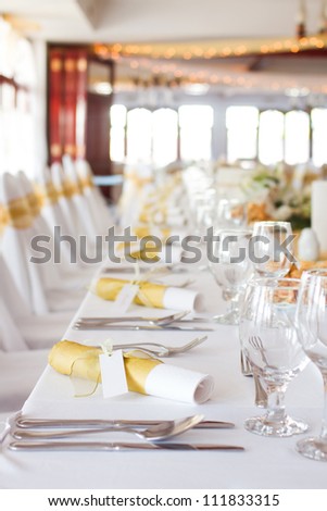 wedding table set for fine dining or another catered event