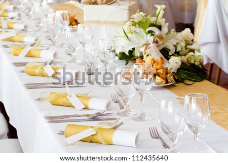 wedding table set for fine dining or another catered event