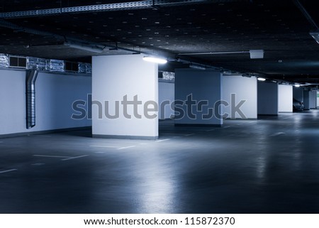Underground Parking Garage - Colorized Photo