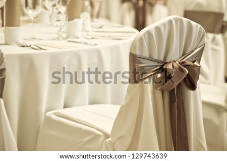 wedding chair with silk ribbon - colorized photo
