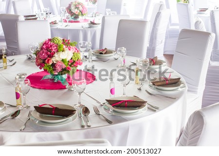 luxury table set for wedding or another catered event dinner