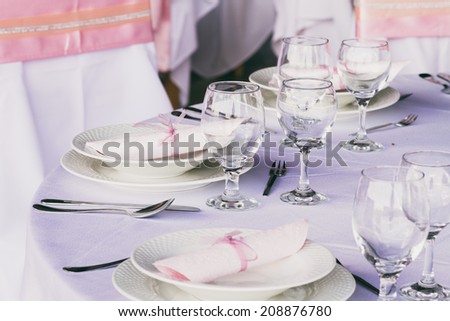 wedding tables set for fine dining or another catered event
