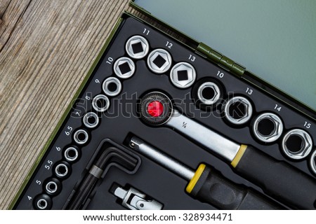 industrial socket wrench toolbox kit detail