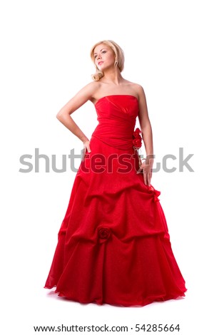 Girl in red dress full