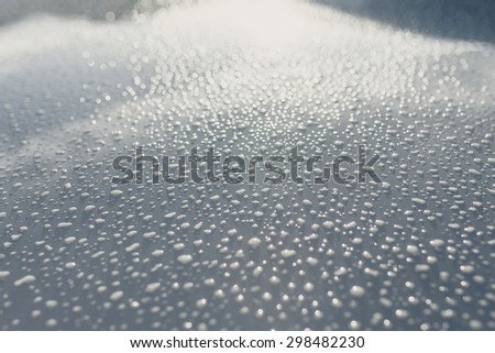 water drops on reflection metallic car chrome bokeh grey background