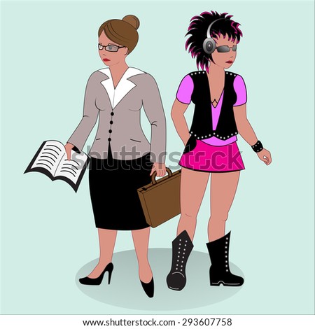 Teacher and party-goer. People of a profession. Vector illustration.