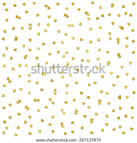 Gold foil confetti hearts seamless pattern background