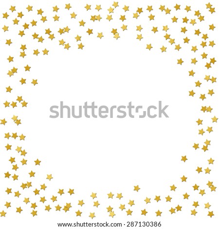 Stars gold foil confetti square frame with copy space
