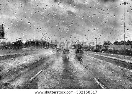 Driving in rain storm