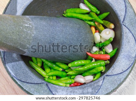 stone mortar and pestle, thai cooking tool