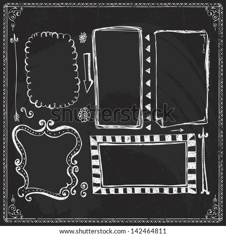 Chalkboard Style Hand Drawn Doodle Frames and Design Elements Chalkboard Style Hand Drawn Doodle Frames and Design Elements