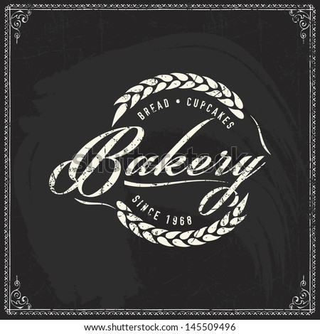Retro bakery labels for vintage design Chalk typography design on blackboard Retro bakery labels for vintage design Chalk typography design on blackboard