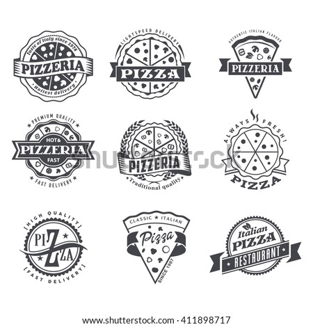 Vector pizza logo set of vintage food pizza labels templates for restaurant\
Ideal template for logo or poster
