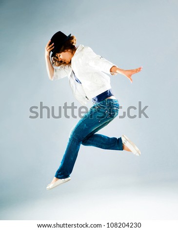 Jumping Woman on a light background
