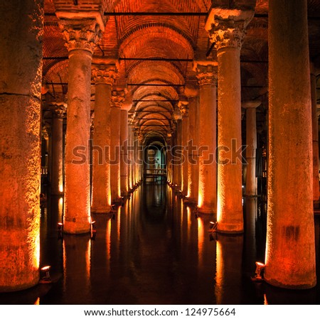 The Underground Basilica Cistern In Istanbul Turkey.