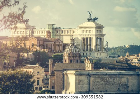 View of the Roman Forum in Rome in Italy